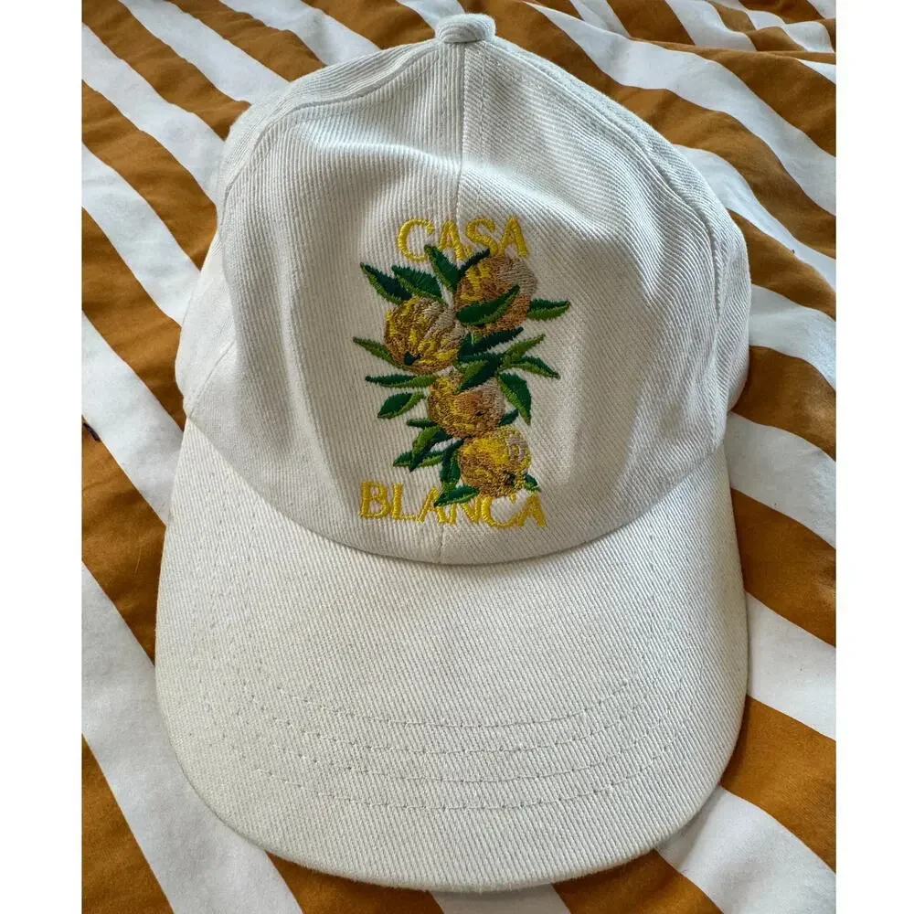 Casablanca Tennis Club | Men's Embroidered Cotton Twill Baseball Cap Yuzu Rare